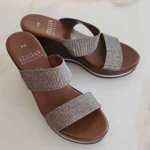 Italian Shoemakers Glittering Silver Sandals
